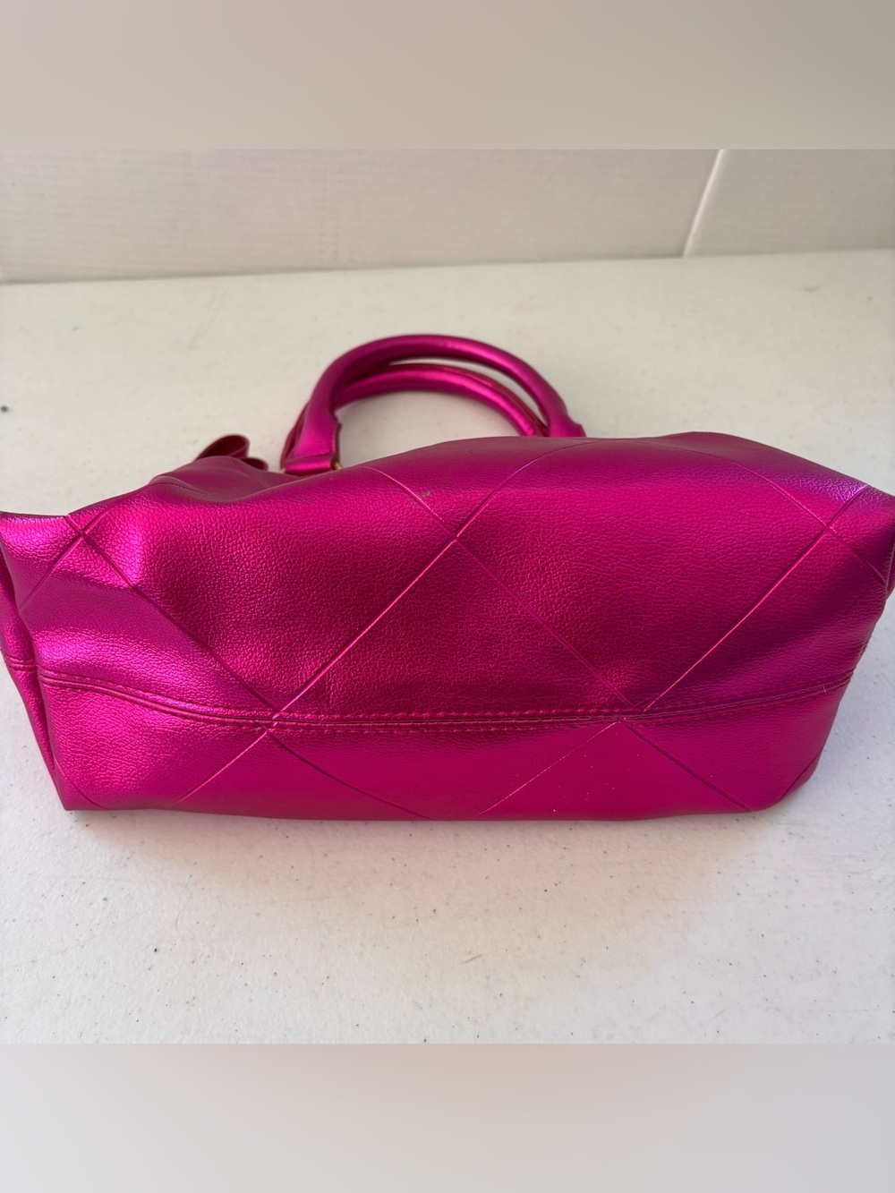 Victoria's Secret Hot Pink Metallic Dome Satchel - Picture 7 of 9